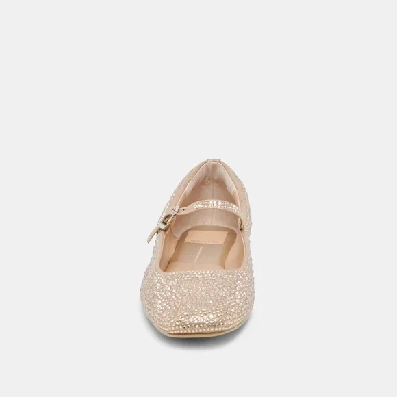DOLCE VITA REYES CRYSTAL BALLET FLATS IN LIGHT GOLD 8.5 - Picture 4 of 12